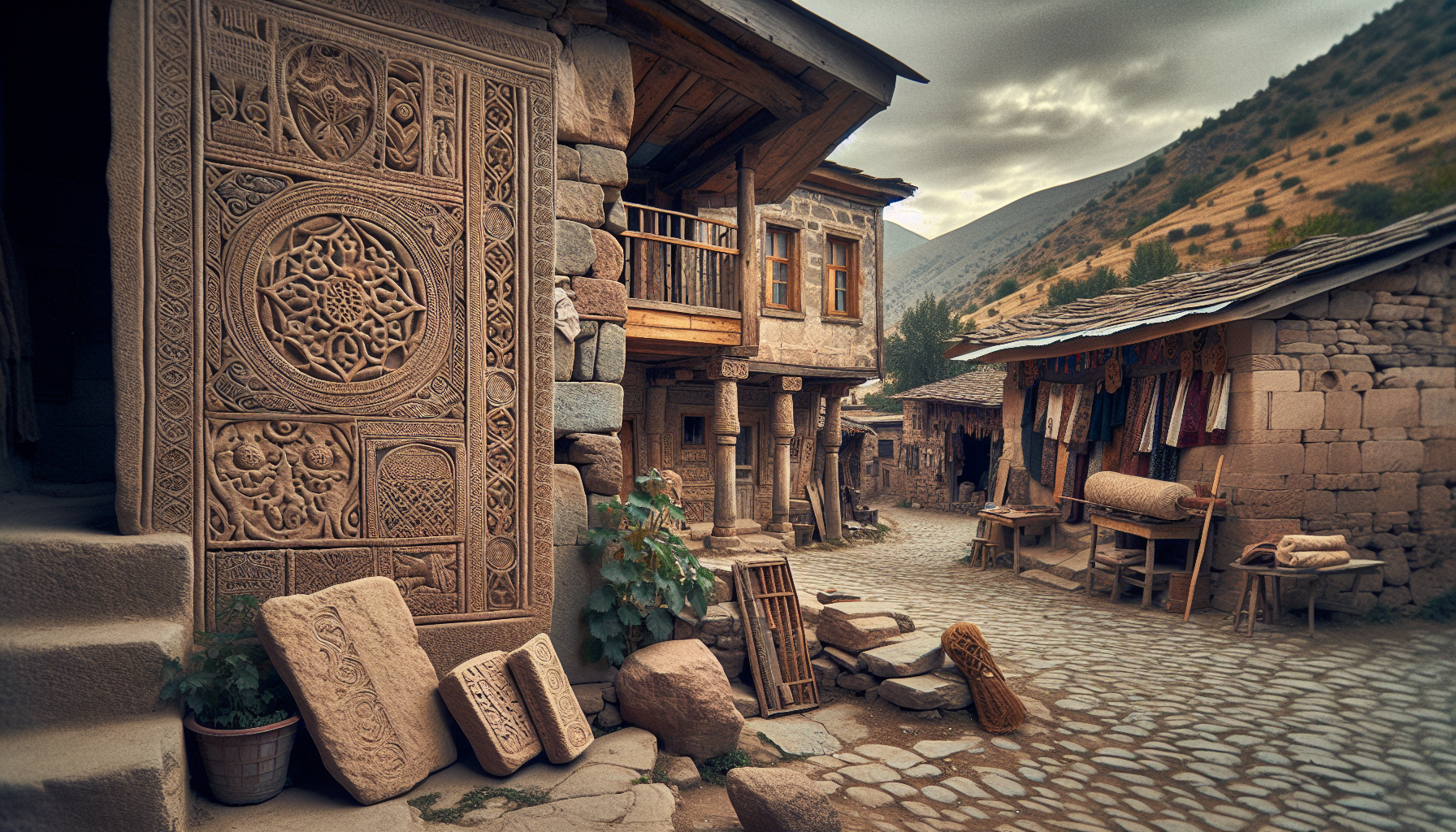 Sille Köyü'nün Tarihi Taş Evlerinin Kaba Yontma Yüzeyine Dokunmak